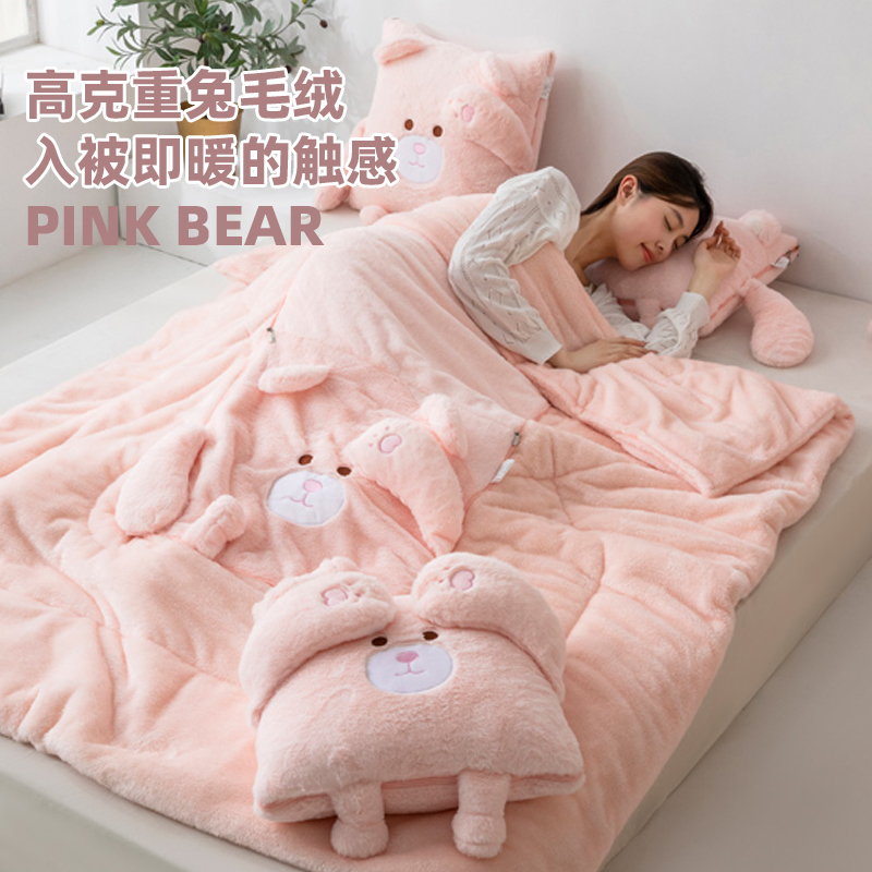 折叠汽车内抱枕被子n两用加厚车载靠垫二合一办公室午睡毛毯靠背