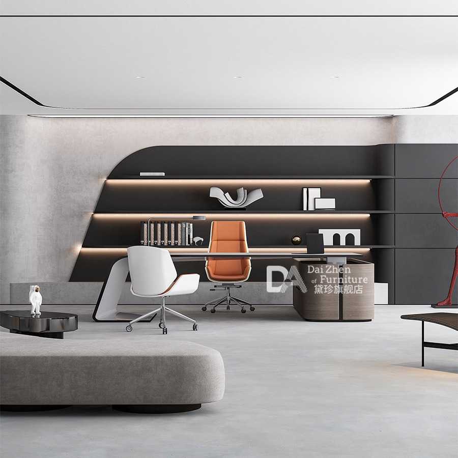 实木皮老板桌总裁桌简约现代大气老总烤漆大班台办公室老板办公桌