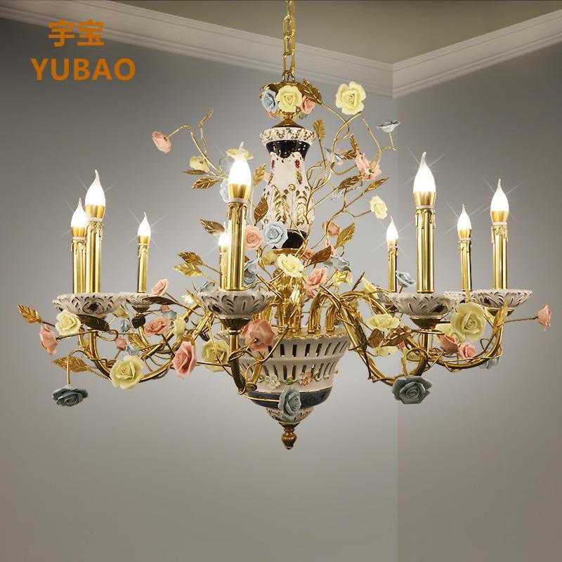 法式全铜陶瓷吊灯客厅餐厅卧室书房玄关走廊过道楼梯间个性轻奢灯