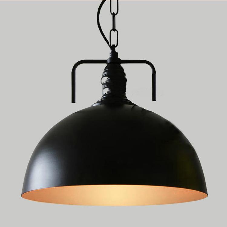 北欧简约吊灯咖啡厅酒吧灯具复古创意餐厅客厅灯半圆铁艺锅盖吊灯