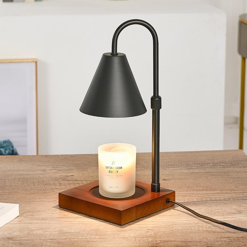 简约可升降香薰融蜡灯香氛蜡烛融烛灯卧室床头木质小夜灯台灯
