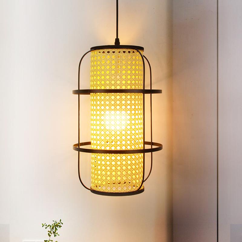 藤艺吊灯中式简约竹藤客厅卧室民宿楼梯田园日式侘寂风走廊藤编