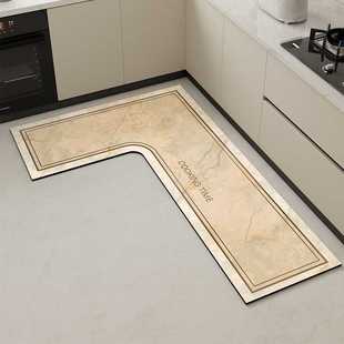 大理石纹高级感厨房地垫硅藻泥吸水吸油软垫L形防滑免洗耐脏地毯