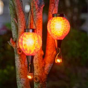 太阳能热气球灯户外铁艺吊灯庭院还是太阳能灯笼 跨境花园装饰灯