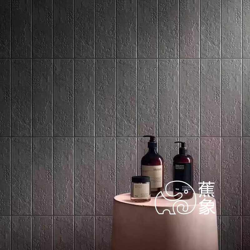 小长条浮雕立体瓷砖民宿酒店商业装饰背景墙艺术哑光通体手工砖