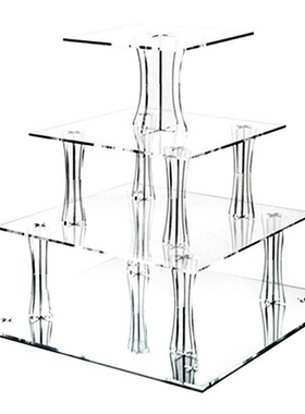 4层方形有机玻璃蛋糕架透明蛋糕甜点水果展示架 cake stand