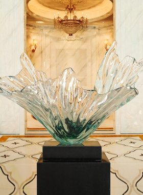 绿色摆件透明树脂抽象透明雕塑摆件酒店大堂大厅样板房间摆饰落地