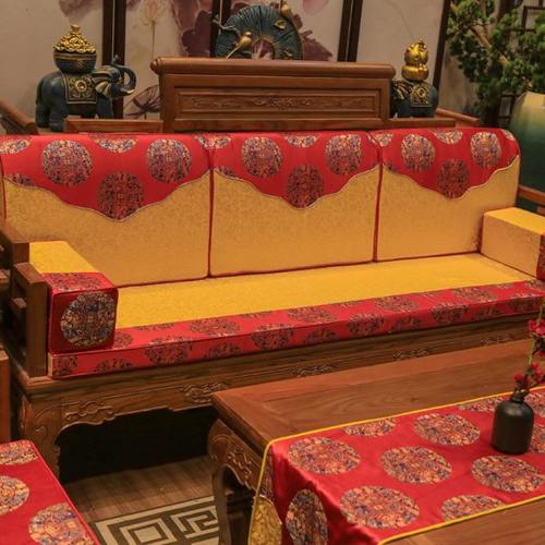 定做中式实木沙发垫带靠背中式家具坐椅垫靠垫罗汉床垫子五件套