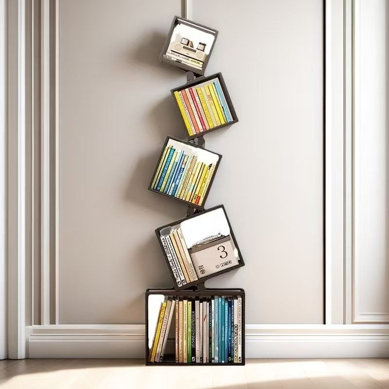 转角书架落地置物架创意铁艺网红异形展示架客厅R书房书架一体靠