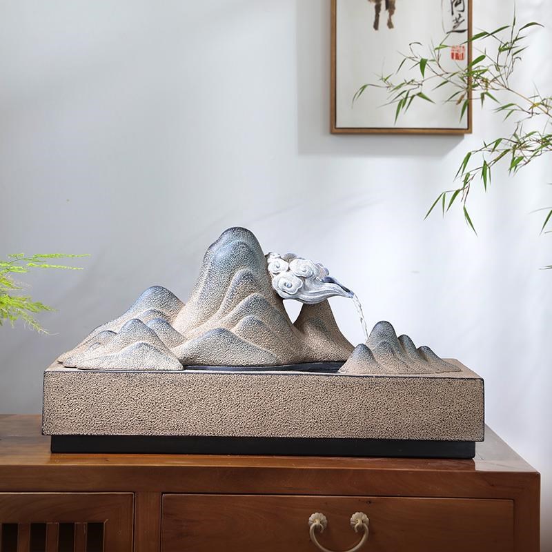 HPH山客厅茶水摆件循环水流水流器F玄关室台面新中式高装饰水景