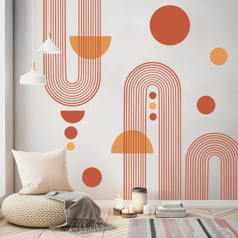 墙贴挡小窟窿g客厅o房间酒店现代简约装饰墙纸自粘半圆几何拱形壁