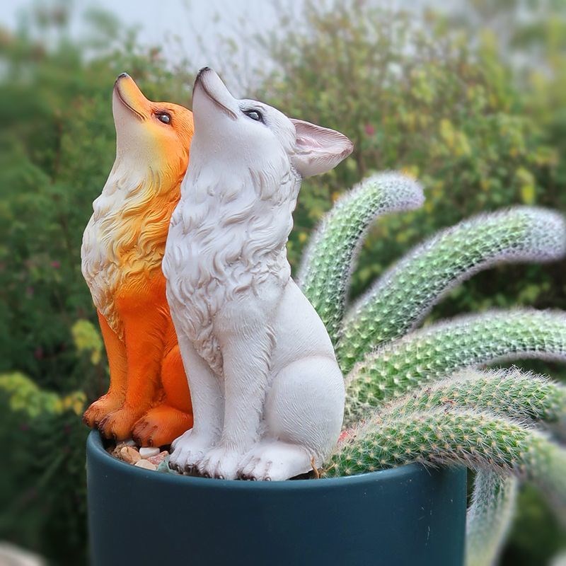 可爱狐狸九尾狐多肉盆景装饰品猴尾柱仙人掌S阳台庭院花盆造景