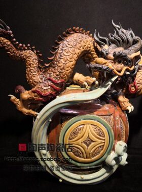 陶瓷工艺石湾公仔吉祥十二生肖可爱龙中式摆件家居客厅办公室酒柜