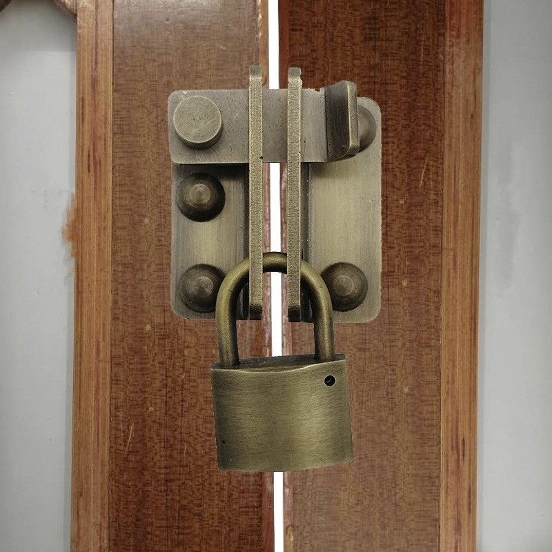 中式纯铜锁搭木门推拉门挂锁房门A柜门抽屉锁鼻老式民宿客栈门搭