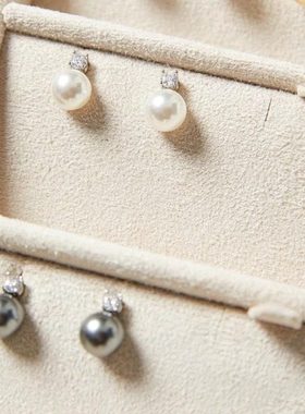 WSP06273 茉莉雅集 进口空运优雅水晶珍珠锆石钻925银耳针耳钉女