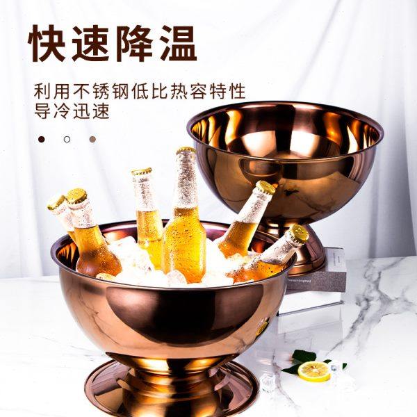 高档户外大号香槟盆不锈钢红酒冰桶啤酒饮料冰镇器酒吧ktv冷却器