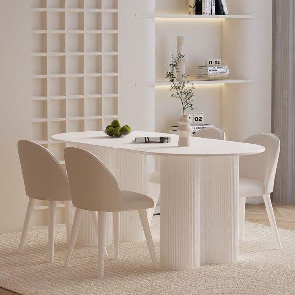 轻奢岩板餐桌家用小户型现代简约极简网红奶油风6人餐桌椅椭圆形,住宅家具,岩板餐桌,淘宝优惠券,粉丝福利购,淘宝优惠卷