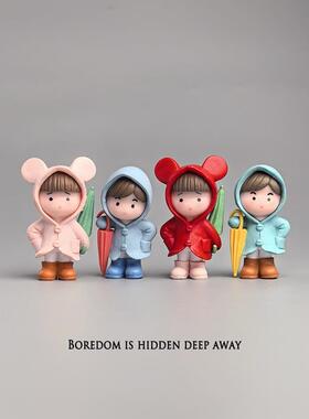 无聊瞭，摆几祇雨伞小人来疗伤治愈电脑桌面日式工位办公桌小摆件