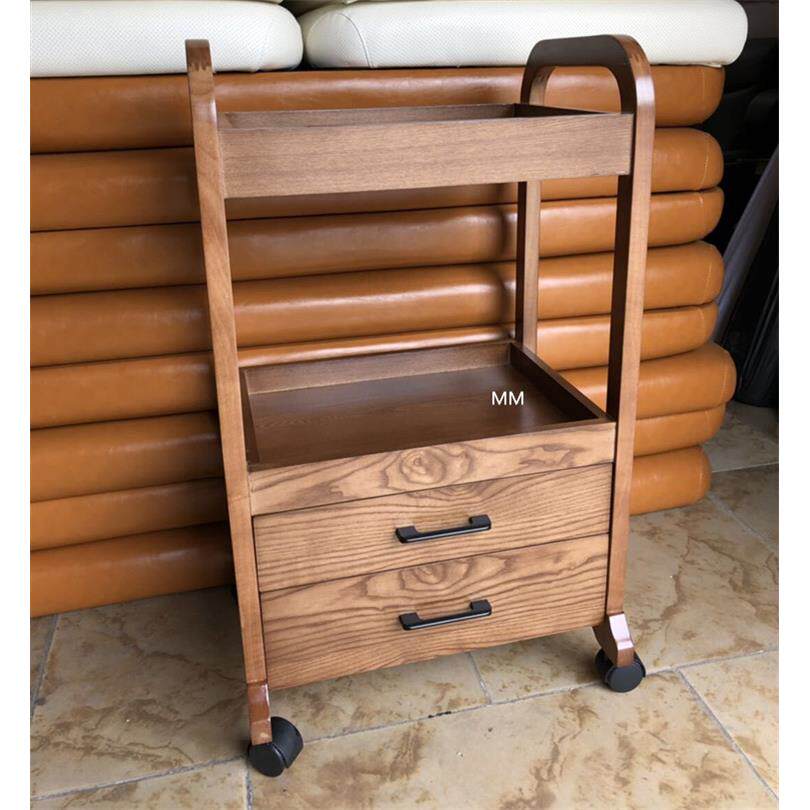 美容院欧式实木美容美发多功能推车双层抽屉美容床工具美甲小推车