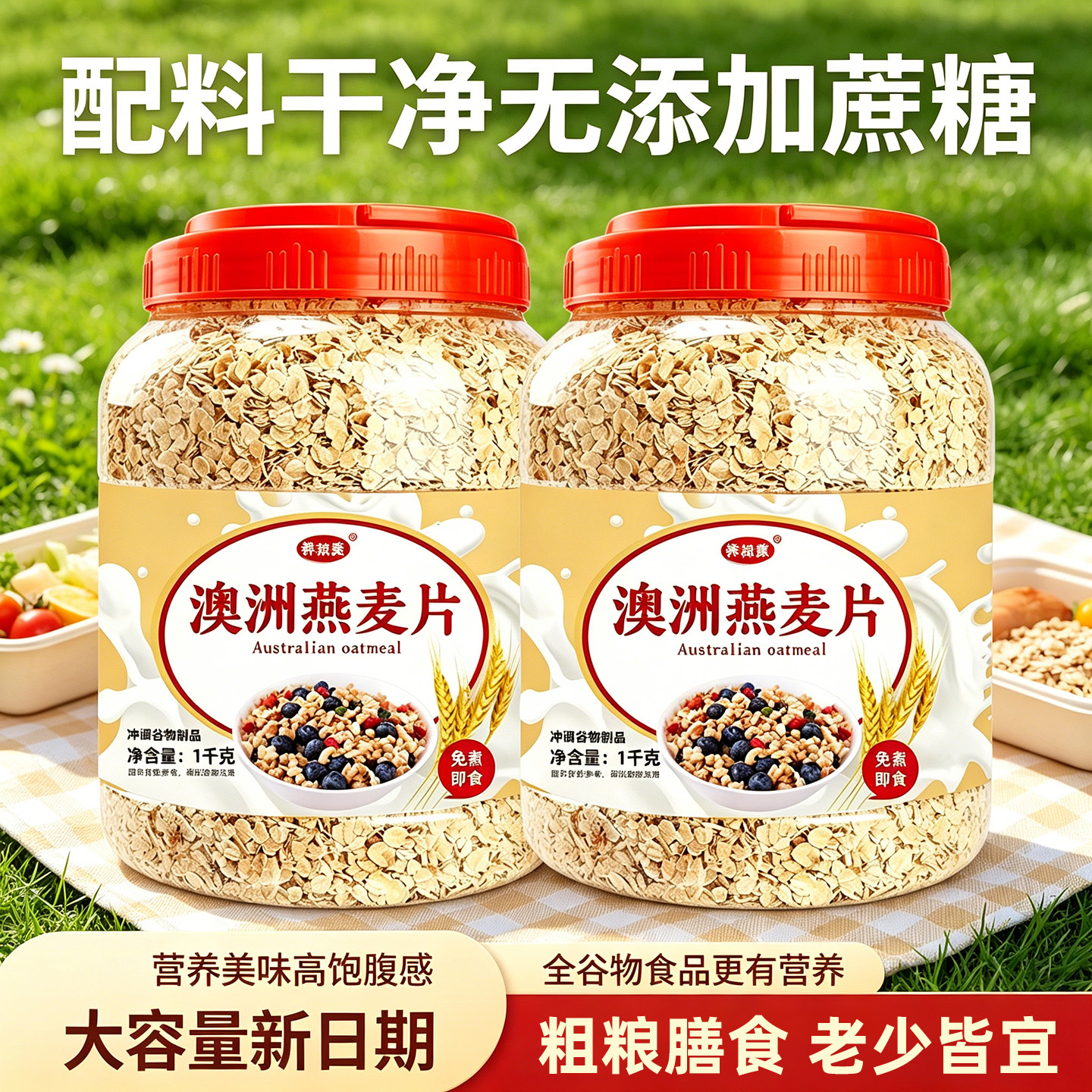 澳洲燕麦片正宗熟麦片冲泡即食代餐粉饱腹感强纯燕麦粗粮膳食纤维