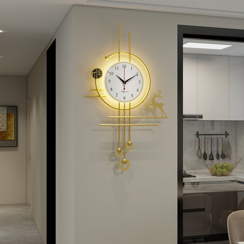 网红客厅挂钟2024新款现代简约静音钟表栅格挂钟现代家用高端钟表
