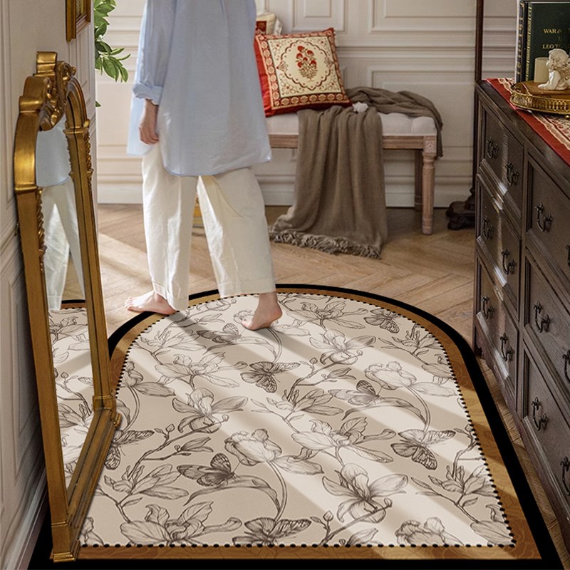 法式高端入户门地垫耐脏免洗pvc复古进门脚垫皮革地垫可裁剪定制