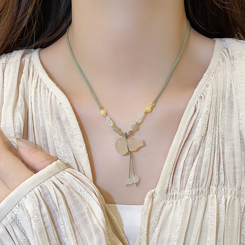 新中式葫芦吊坠编织绳项链女2025新款轻奢小众锁骨链夏天脖子配饰