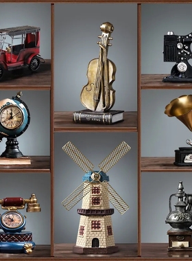 复古小摆件留声机创意家居客厅玄关欧式轻奢酒柜装饰品书架书柜