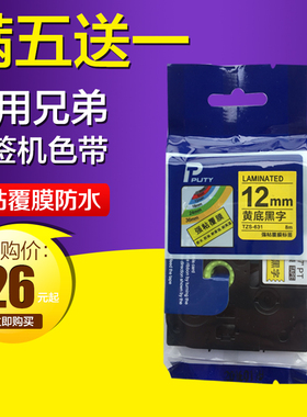 适用标签机12mm9 18强粘TZ-231/631打印纸PT-D210/e100B/115b色带