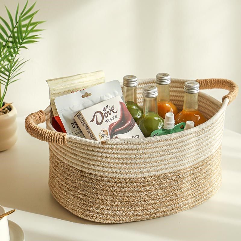 棉线绳手工编织收纳筐布艺杂物零食玩具收纳篮大号V衣服收纳框床,收纳整理,收纳筐,淘宝优惠券,粉丝福利购,淘宝优惠卷