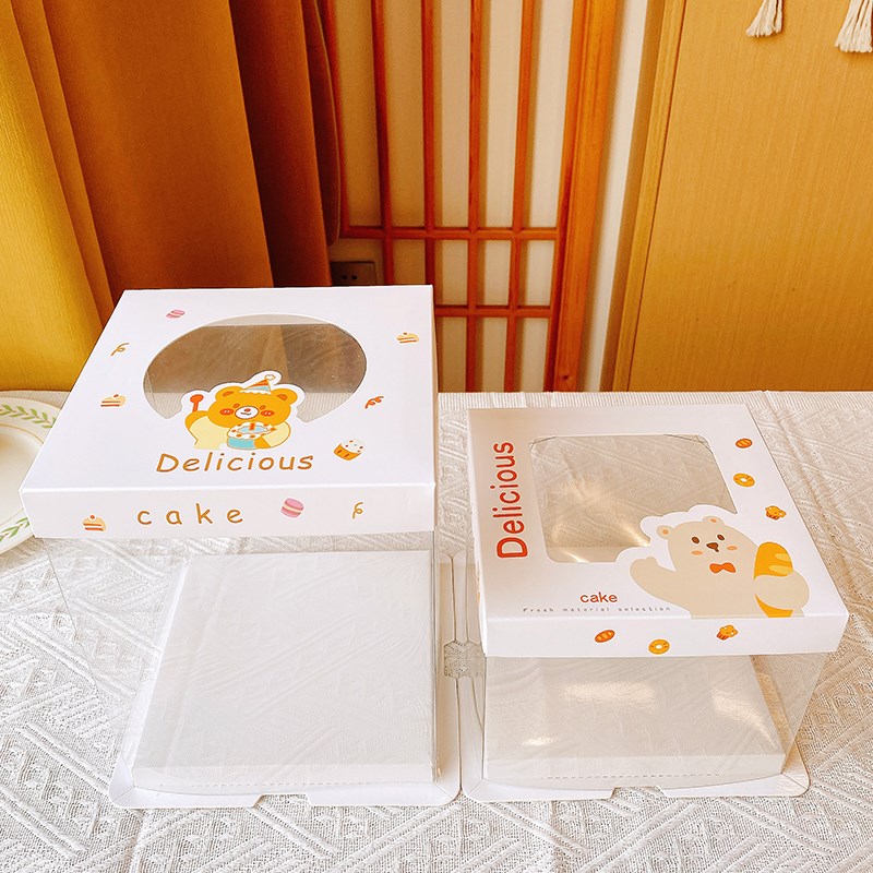 网红4寸蛋糕盒双层加高手提四寸5儿童生日蛋糕包装盒慕斯甜品盒子