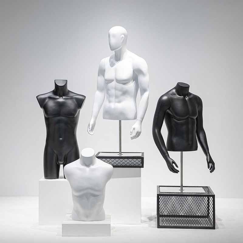男模特半身假人体黑白人台男装服装店橱窗道具人偶模型展示架全身