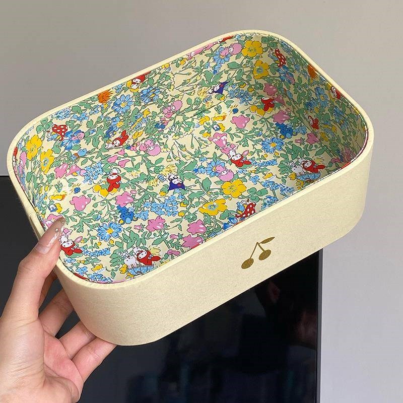 碎花化妆品桌面收纳盒整理盒发饰首饰多功能储物盒化妆台置物架