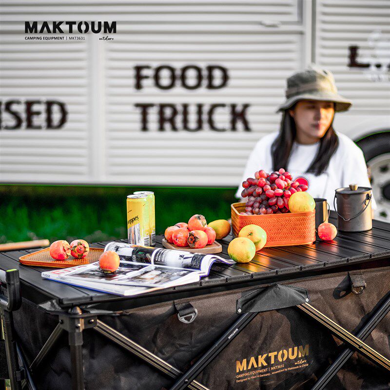 马科途MAKTOUM新款全铝合金黑户外营地车露营车聚拢折叠野营推车