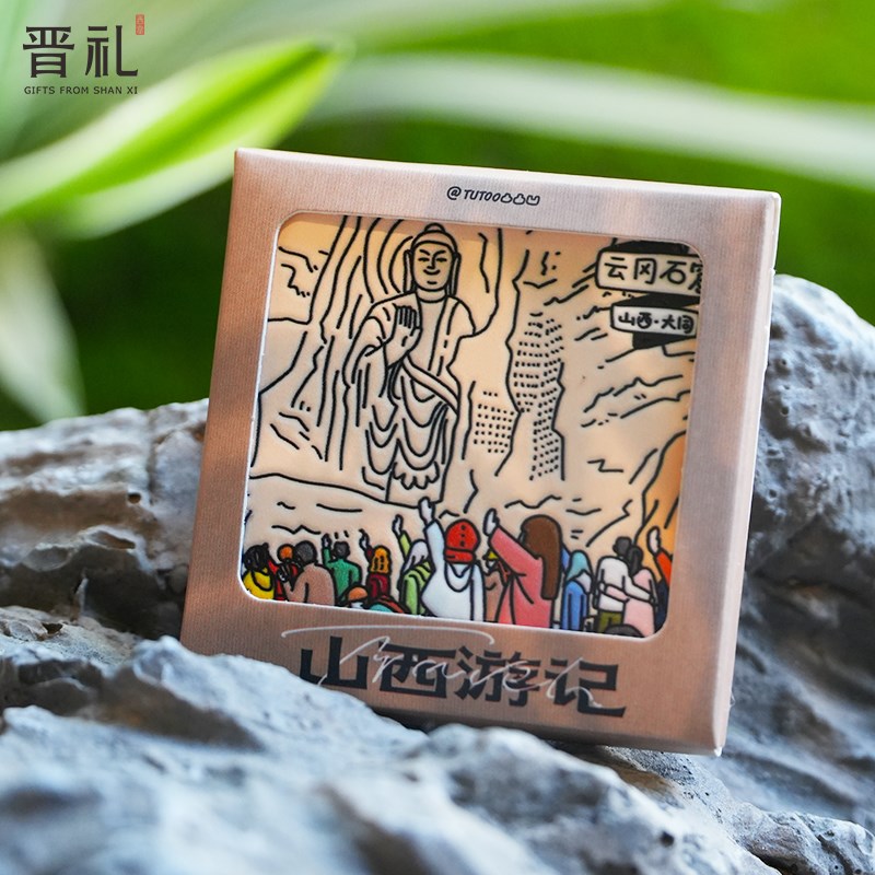 晋礼山西文创云冈石窟击掌佛陶瓷冰箱贴磁吸款创意击掌旅行纪念品