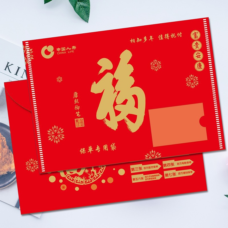 新款中国人寿国寿保险保单资料文件袋保单合同专用袋档案礼品包邮