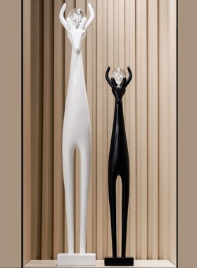 艺术鹿大摆件入户玄关旺s宅家居装饰客厅电视柜瘦细长竖高级工艺