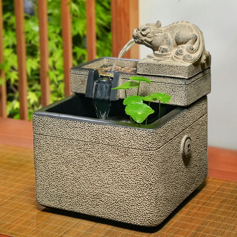 茶室氛围布置f室内玄关吸水兽流水摆件吐水循环水系办公室桌面景