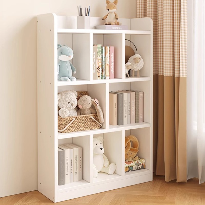 实木书架落地置物架一体靠墙展示架学生儿童书柜T阅读架可定制矮