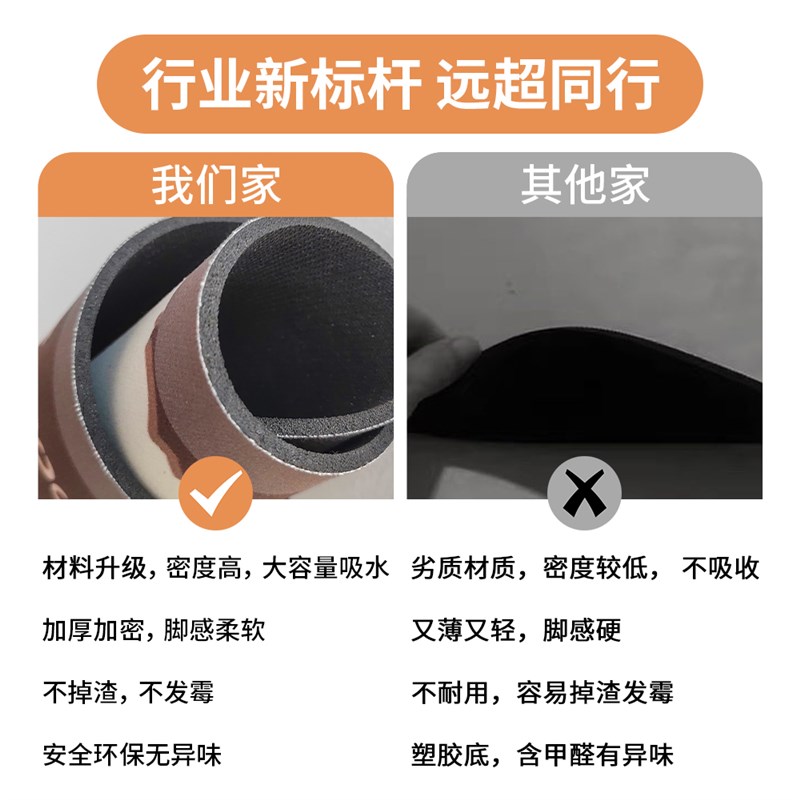 弧形浴室地垫卫生间扇形硅藻泥吸水脚垫厕所淋浴房门W口圆弧防滑