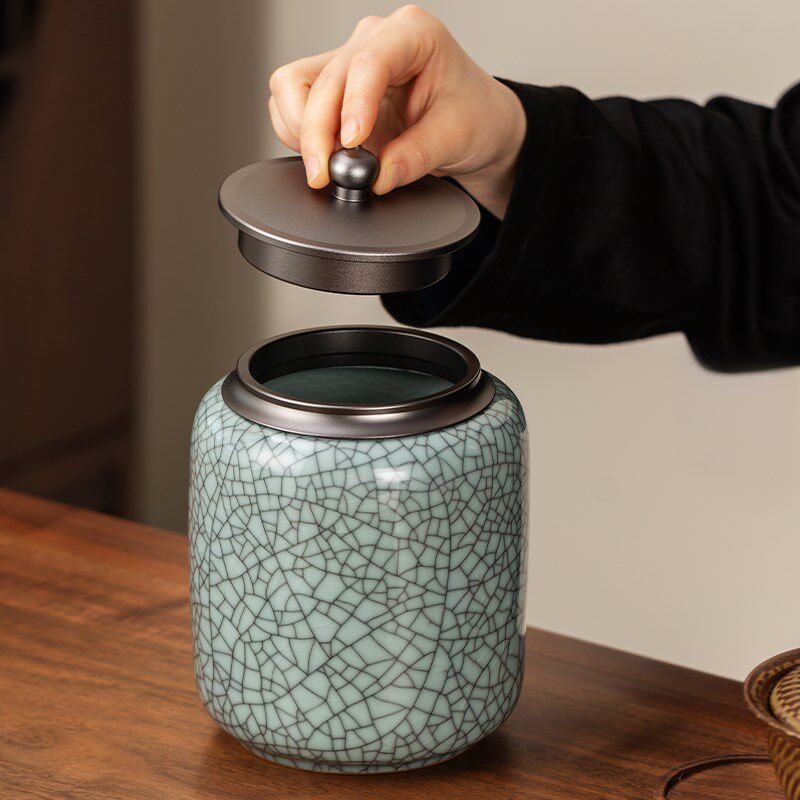 青瓷高端大号茶叶罐m密封罐陶瓷家用一斤装存茶罐龙井白茶存储罐