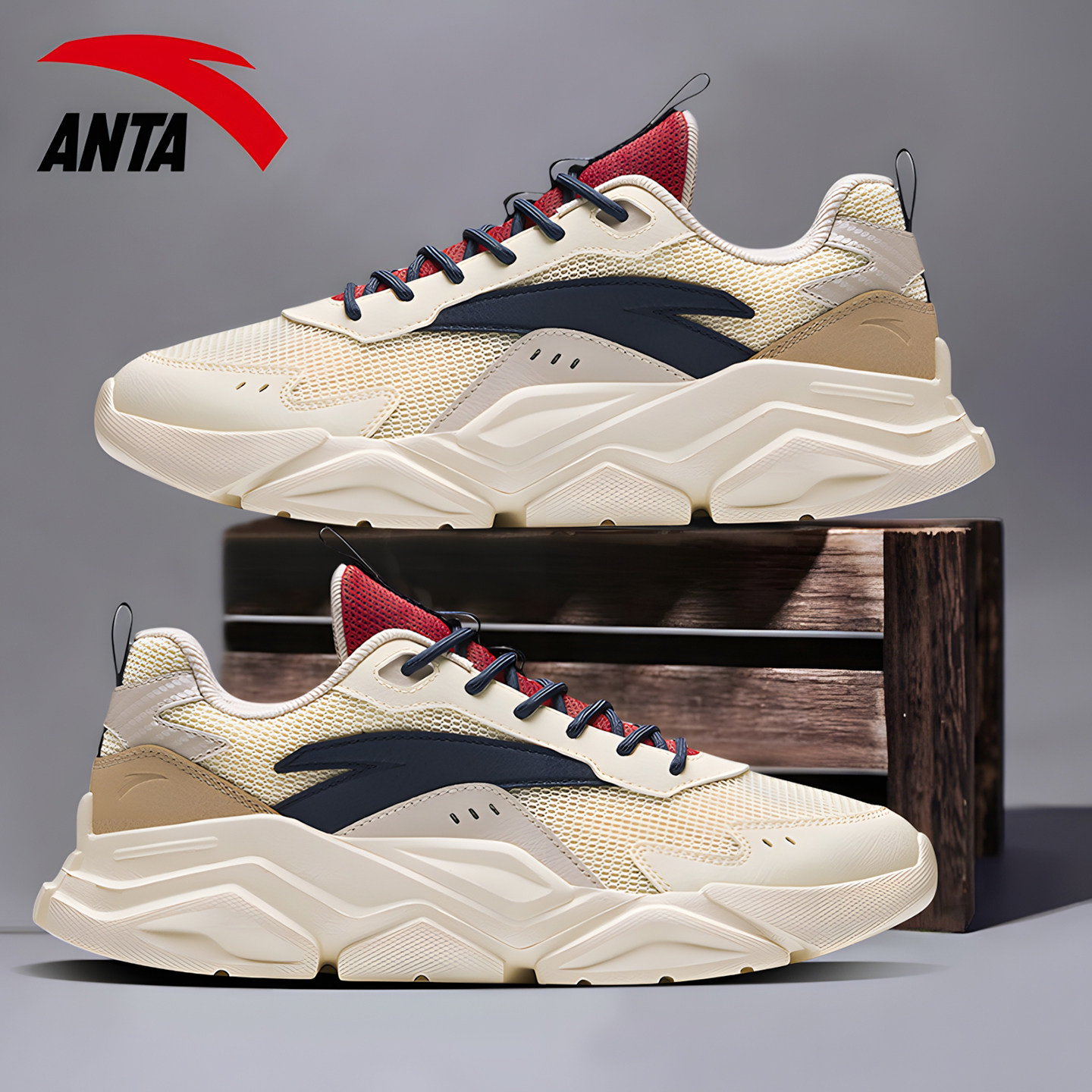 安踏男鞋潮流休闲鞋2026春夏季新款跑步鞋厚底透气百搭男士运动鞋