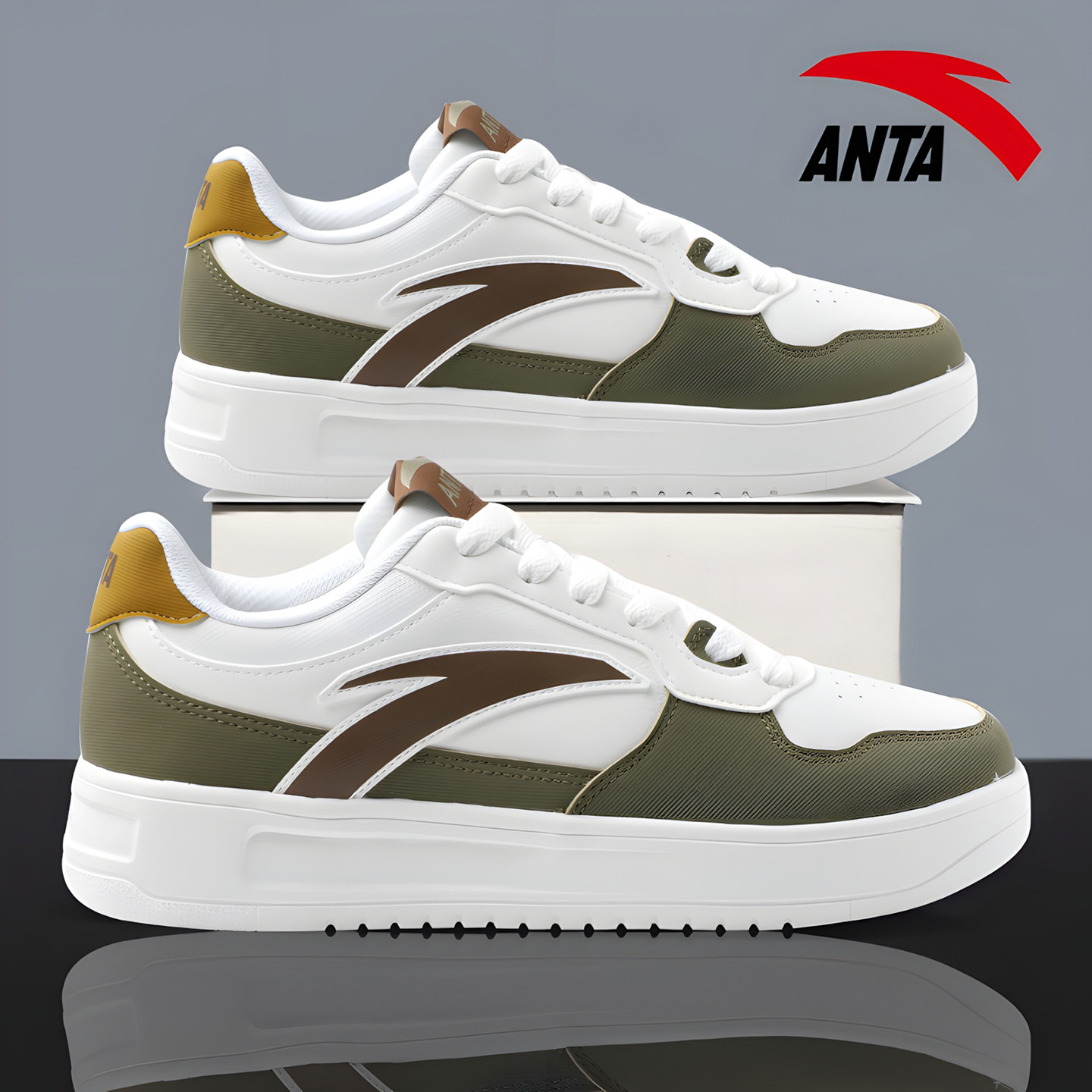 安踏板鞋厚底休闲鞋青少年男复古潮流2026新款跑步鞋子男士运动鞋