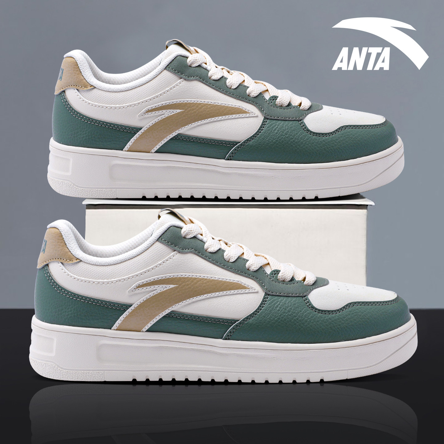 安踏板鞋男鞋新款百搭轻便厚底增高休闲鞋美式校园风复古运动鞋男