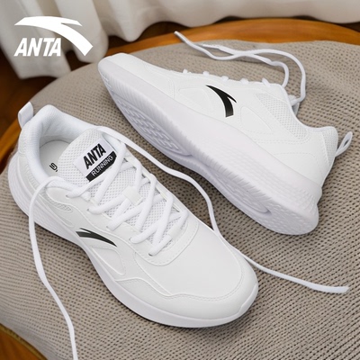 安踏白色运动休闲鞋男款轻便跑鞋