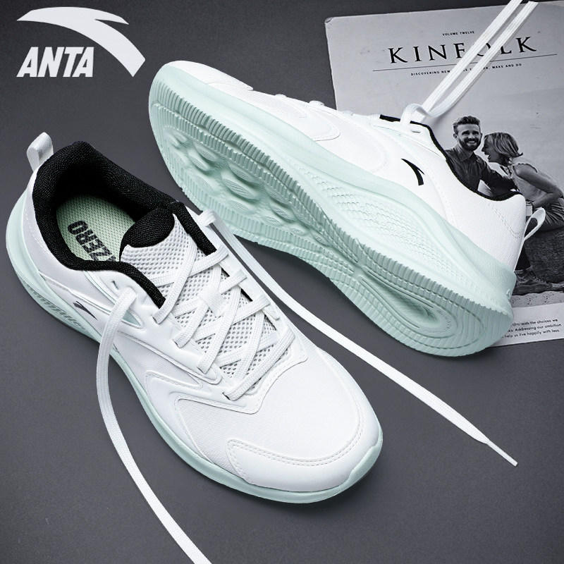 安踏女鞋百搭跑步鞋软底轻便减震2026新款皮面女士防水防滑运动鞋