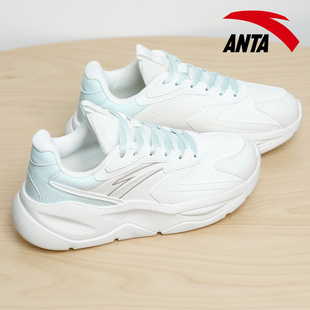安踏女鞋厚底休闲鞋官方正品潮流百搭老爹鞋皮面跑步鞋女士运动鞋
