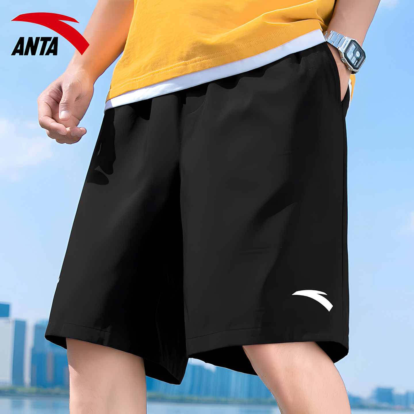 安踏短裤男冰丝速干夏季新款百搭休闲裤衩宽松透气跑步运动五分裤