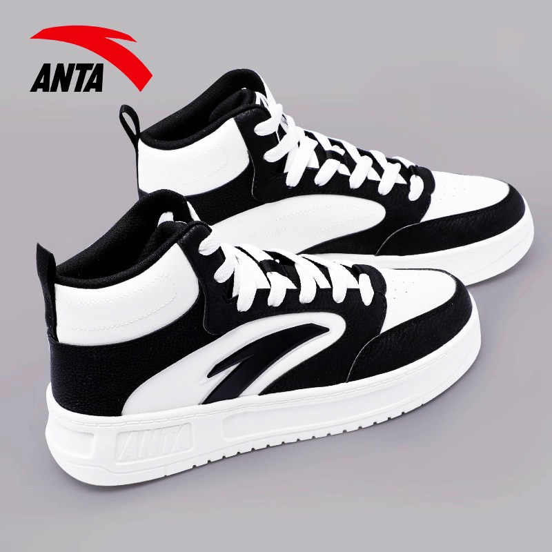 安踏板鞋青少年男鞋春夏新款黑白熊猫鞋子厚底增高男士运动休闲鞋