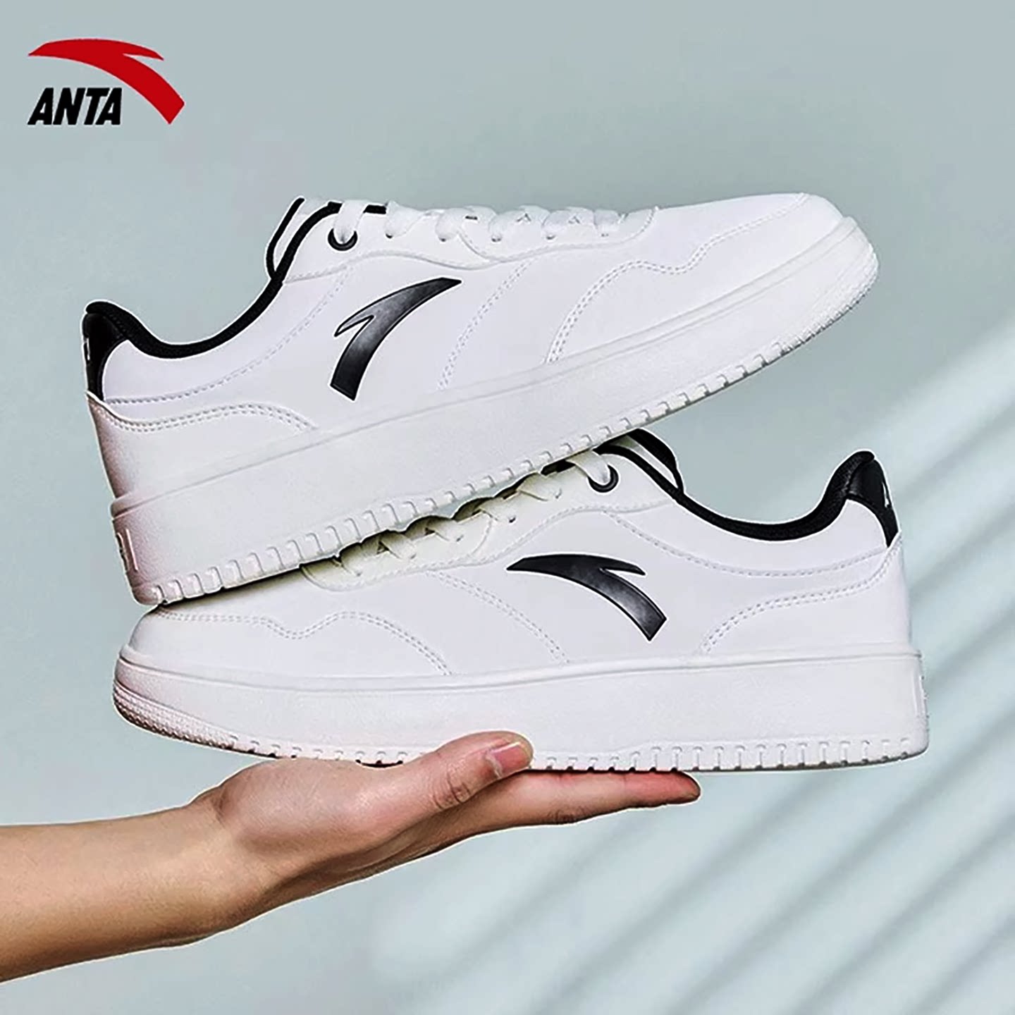 安踏板鞋男鞋青少年白色鞋子2026新款正品厚底增高男士运动休闲鞋